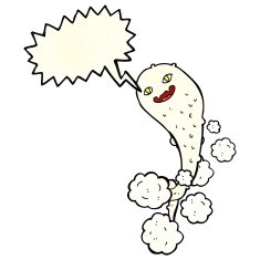 cartoon spooky ghost with speech bubble N13
