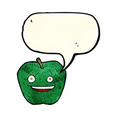 cartoon apple with speech bubble N9