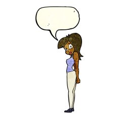 cartoon pretty woman with speech bubble N79