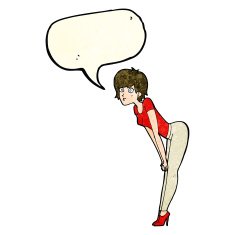 cartoon woman looking at something with speech bubble N4