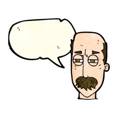 cartoon annoyed old man with speech bubble N21