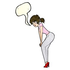 cartoon woman posing with speech bubble N8