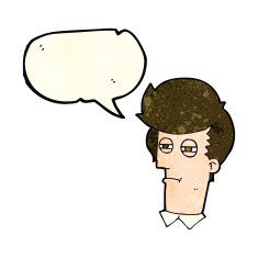 cartoon man with narrowed eyes speech bubble N4