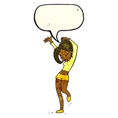cartoon pretty woman dancing with speech bubble N5