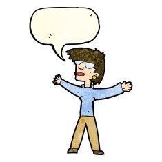 cartoon woman wearing glasses with speech bubble N6