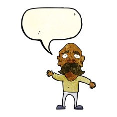 cartoon worried old man with speech bubble N5