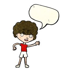 cartoon sporty person with speech bubble N4