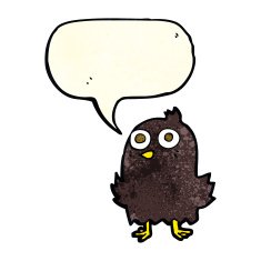 funny cartoon bird with speech bubble N35