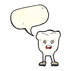 cartoon tooth looking afraid with speech bubble N2