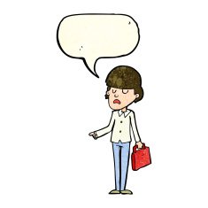 cartoon arrogant businessman pointing with speech bubble N4