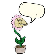 cartoon monster flower with speech bubble N4