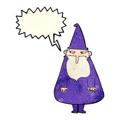 cartoon wizard with speech bubble N6