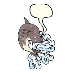 cartoon shark with speech bubble N12