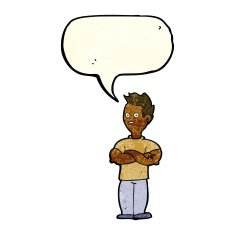 cartoon man with crossed arms speech bubble N10