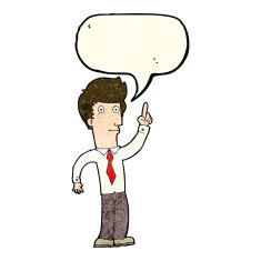 cartoon friendly man with idea speech bubble N4