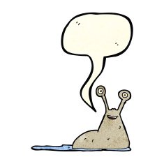 cartoon slug with speech bubble N4