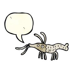 cartoon shrimp with speech bubble N10
