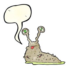cartoon gross slug with speech bubble N5