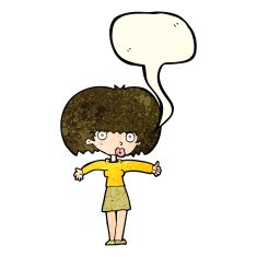 cartoon woman giving thumbs up symbol with speech bubble N21