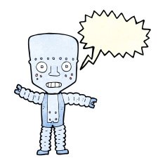 cartoon robot with speech bubble N51