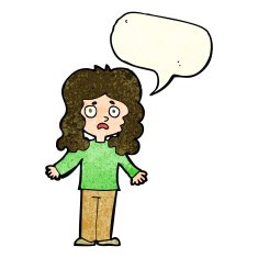 cartoon worried woman with speech bubble N21