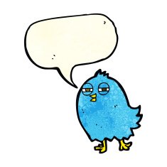 funny cartoon bird with speech bubble N39