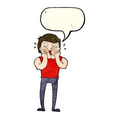 cartoon gasping man with speech bubble N4