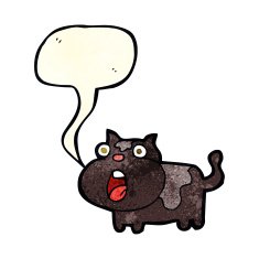 cartoon shocked cat with speech bubble N3