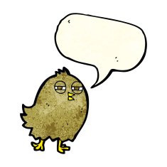 funny cartoon bird with speech bubble N41