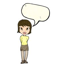 cartoon pretty girl with speech bubble N29