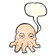 cartoon alien squid face with speech bubble N8
