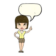cartoon pretty girl with idea speech bubble N8