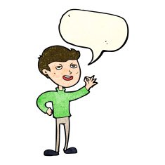 cartoon man making excellent gesture with speech bubble N4