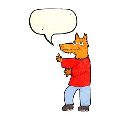cartoon funny fox man with speech bubble N2