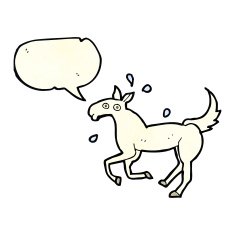 cartoon horse sweating with speech bubble N3