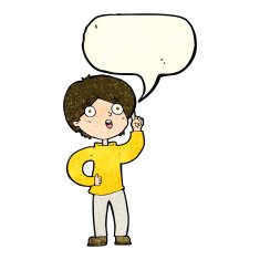 cartoon boy with idea speech bubble N33