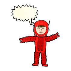 cartoon astronaut with speech bubble N35