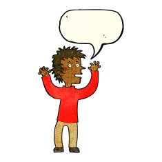 cartoon excited boy with speech bubble N36