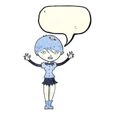 cartoon vampire girl with speech bubble N60