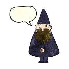 cartoon wizard with speech bubble N7