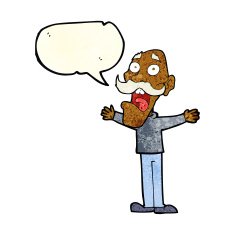 cartoon stressed old man with speech bubble N4
