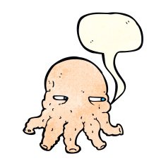 cartoon alien face with speech bubble N7