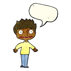 cartoon excited boy with speech bubble N38