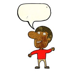 cartoon waving man with speech bubble N12