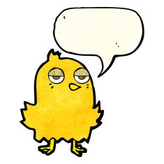cartoon bored bird with speech bubble N4