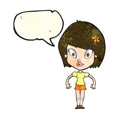 cartoon pretty woman with speech bubble N83