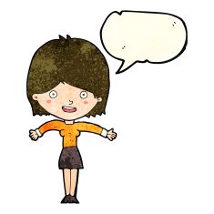 cartoon excited woman with speech bubble N31