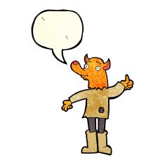 cartoon fox man with speech bubble N22