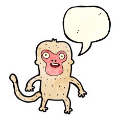 cartoon monkey with speech bubble N9