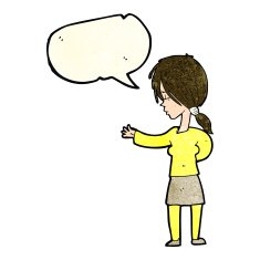 cartoon woman gesturing with speech bubble N9